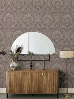 ARTHOUSE Luxe Damask Chocolate Rose Gold Wallpaper -Rust-Oleum || d-c-fix || Harris Sales VKEI9 SQ5 0000000036 GOLD SLd2
