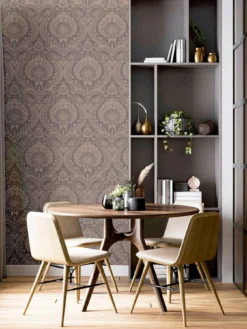 ARTHOUSE Luxe Damask Chocolate Rose Gold Wallpaper -Rust-Oleum || d-c-fix || Harris Sales VKEI9 SQ6 0000000036 GOLD SLd3