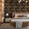 ARTHOUSE Textured Palm Gold And Chocolate Wallpaper