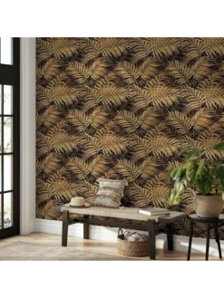 ARTHOUSE Textured Palm Gold And Chocolate Wallpaper -Rust-Oleum || d-c-fix || Harris Sales VKEIK SQ3 0000000036 GOLD SLd