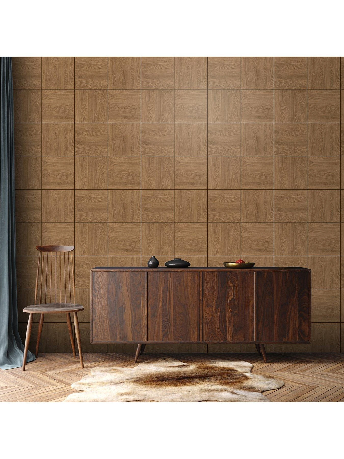 Rasch Architect Wallpaper - Walnut