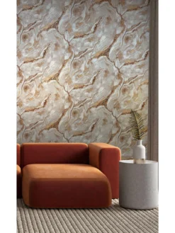 Rasch Palmetto Agate Wallpaper - Natural & Rust