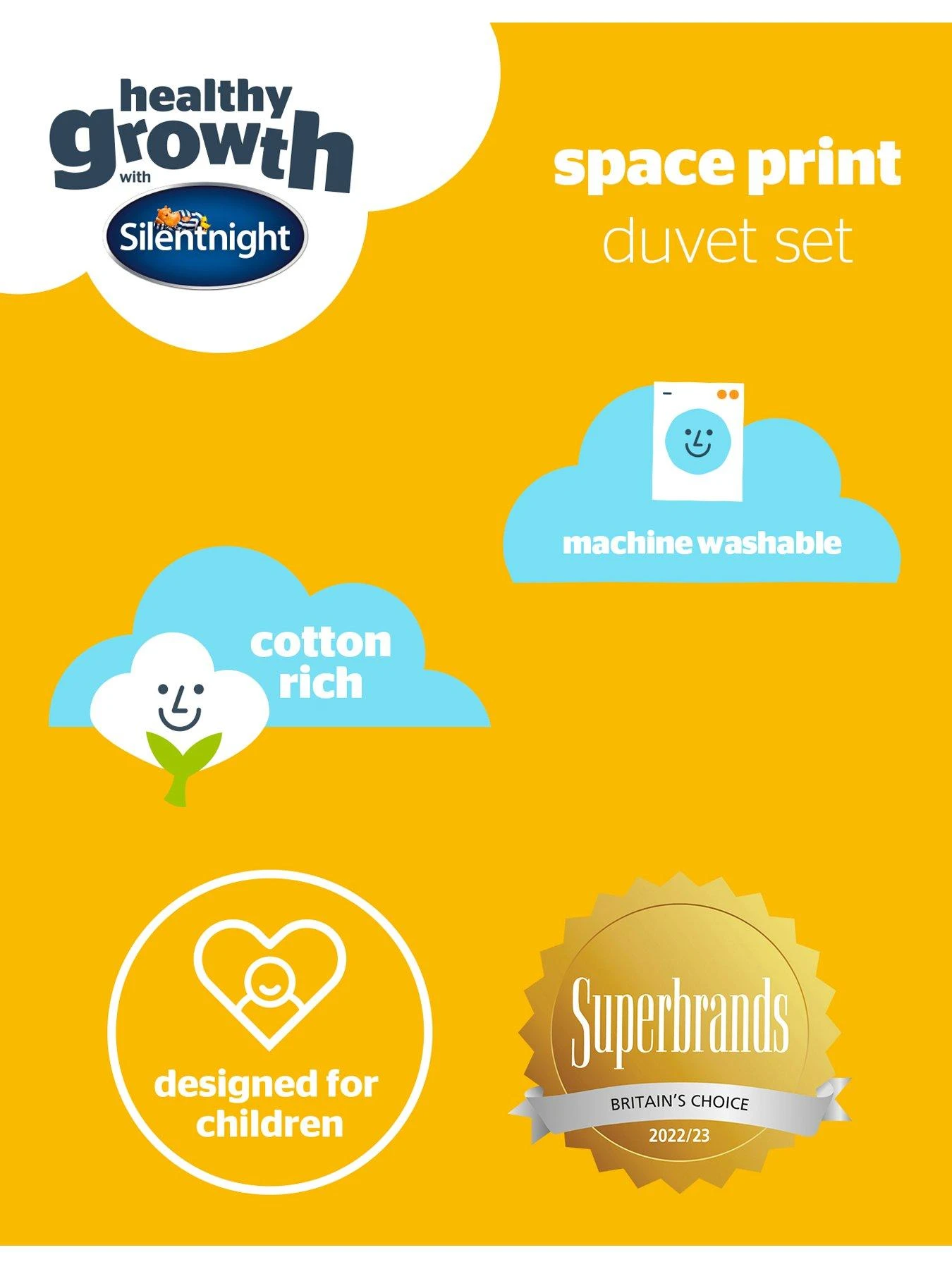 Silentnight Healthy Growth Duvet Cover Set - Space - Multi 6 Silentnight Healthy Growth Duvet Cover Set - Space - Multi - Image 6