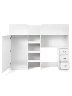 Very Home Atlanta High Sleeper With Desk, Drawers And Wardrobe With Mattress Options (Buy And SAVE!) - White -Rust-Oleum || d-c-fix || Harris Sales VLBWY SQ4 0000000013 WHITE SLd