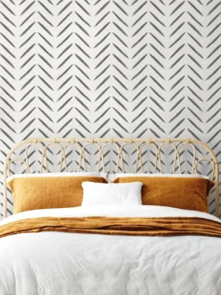 Holden D??cor Chevron Brush Marks Wallpaper - Black And White