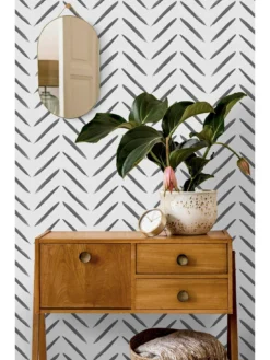 Holden D??cor Chevron Brush Marks Wallpaper - Black And White -Rust-Oleum || d-c-fix || Harris Sales VMQCO SQ4 0000000099 N A SLd1