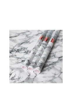 D-C-Fix Marble White Self Adhesive Vinyl Wrap Film - 67.5cm X 2m (3 Rolls)