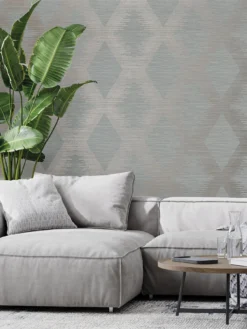 Superfresco Easy Serenity Geo Wallpaper - Grey/rose Gold