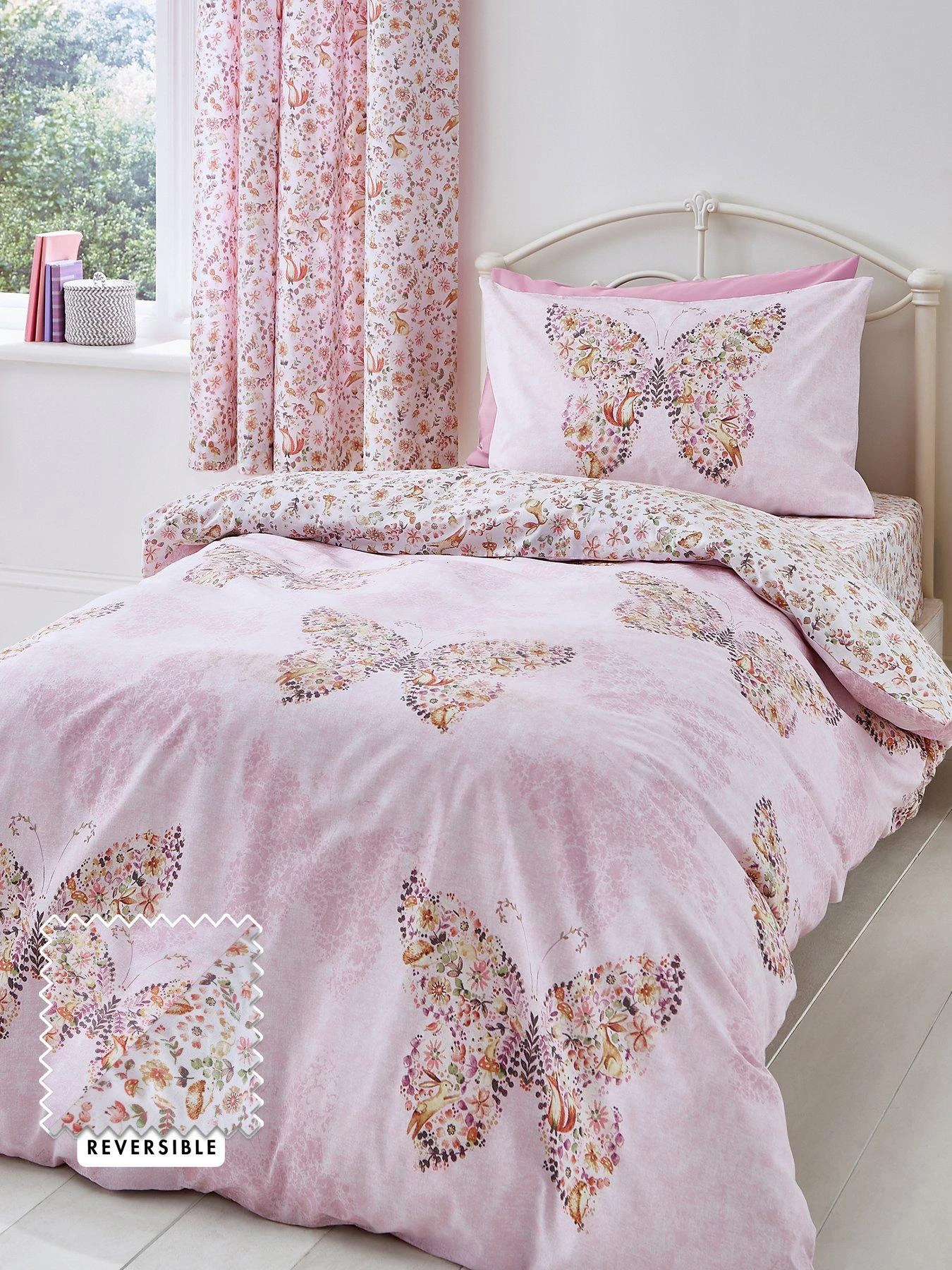 Catherine Lansfield Enchanted Butterfly Duvet Cover Set - Pink 1 Catherine Lansfield Enchanted Butterfly Duvet Cover Set - Pink