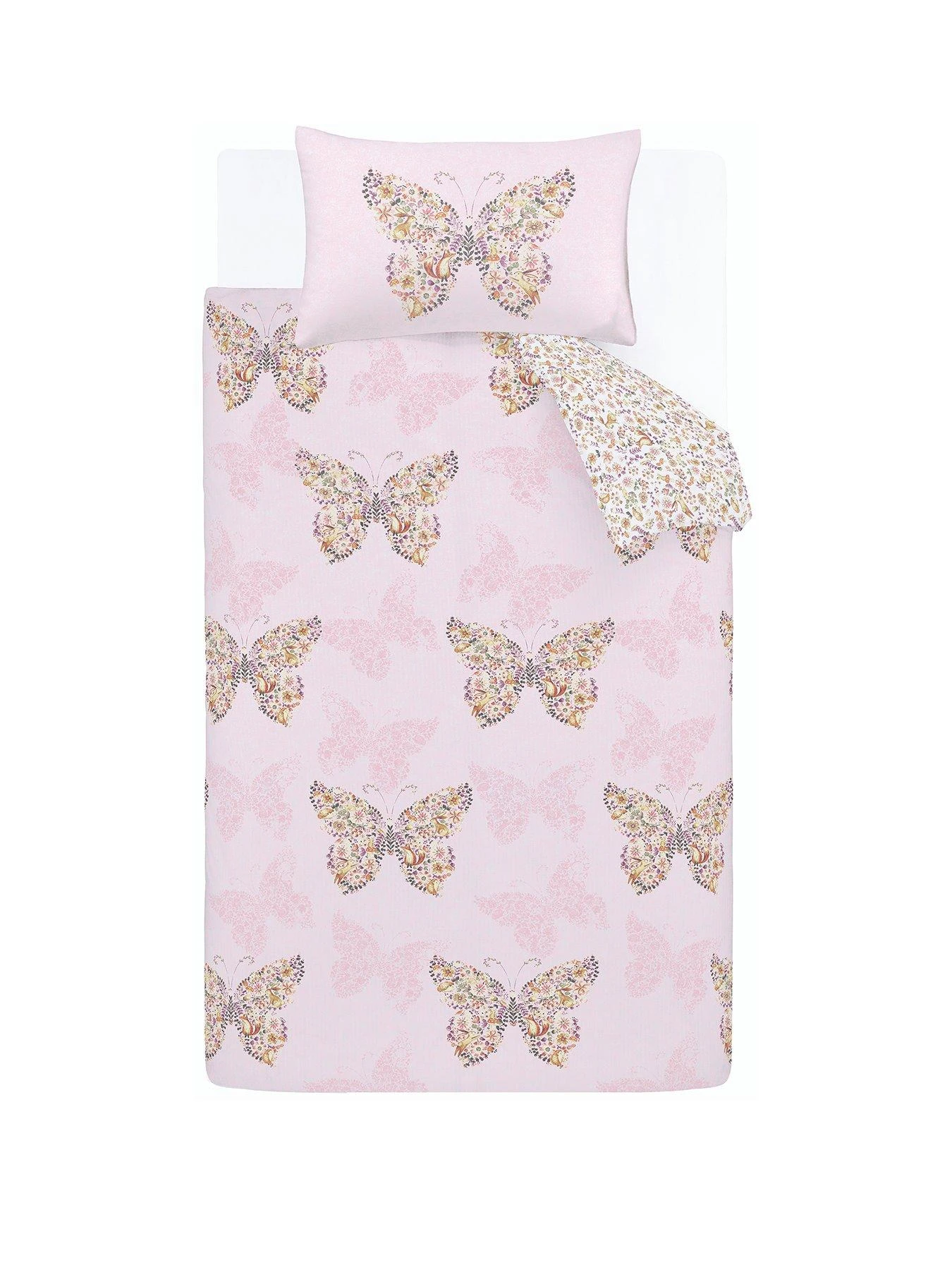Catherine Lansfield Enchanted Butterfly Duvet Cover Set - Pink 2 Catherine Lansfield Enchanted Butterfly Duvet Cover Set - Pink - Image 2