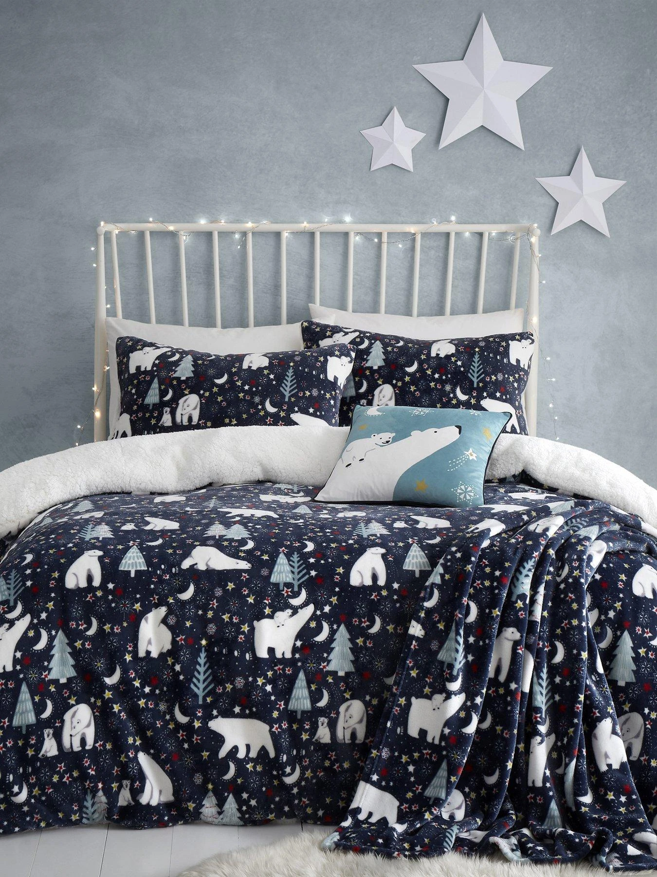 Fusion Starry Night Sherpa Throw - Blue 3 Fusion Starry Night Sherpa Throw - Blue - Image 3