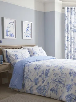 Dreams & Drapes Oriental Flower Duvet Cover - Blue