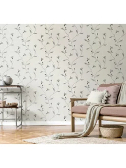 Vymura Bellagio Floral Wallpaper - White/silver -Rust-Oleum || d-c-fix || Harris Sales VNM91 SQ3 0000000099 N A SLd