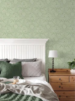Fine Décor Birch Tree Wallpaper - Hunter Green
