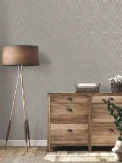Fine Décor Miya Grasscloth Wallpaper - Grey