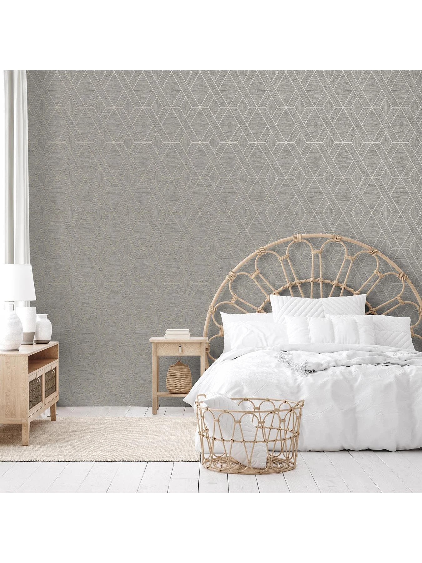 Fine Décor Miya Grasscloth Wallpaper - Grey 4 Fine Décor Miya Grasscloth Wallpaper - Grey - Image 4