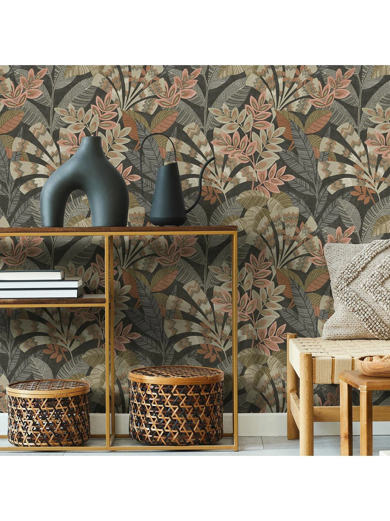 Crown Asha Wallpaper - Black 2 Crown Asha Wallpaper - Black - Image 2