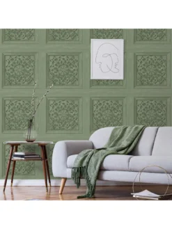 Fine Décor Carved Panel Wallpaper - Sage -Rust-Oleum || d-c-fix || Harris Sales VNM9V SQ3 0000000099 N A SLd
