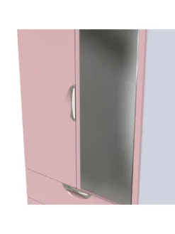 SWIFT Alva Ready Assembled 2 Door, 2 Drawer Gloss Mirrored Wardrobe - Pink -Rust-Oleum || d-c-fix || Harris Sales VNOHI SQ5 0000000063 PINK SLd1