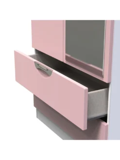 SWIFT Alva Ready Assembled 2 Door, 2 Drawer Gloss Mirrored Wardrobe - Pink -Rust-Oleum || d-c-fix || Harris Sales VNOHI SQ6 0000000063 PINK SLd2