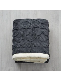 Very Home Cable Knit Sherpa Throw - Large -Rust-Oleum || d-c-fix || Harris Sales VNVXY SQ3 0000000005 GREY SLd