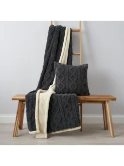 Very Home Cable Knit Sherpa Throw - Large -Rust-Oleum || d-c-fix || Harris Sales VNVXY SQ6 0000000005 GREY SLd3