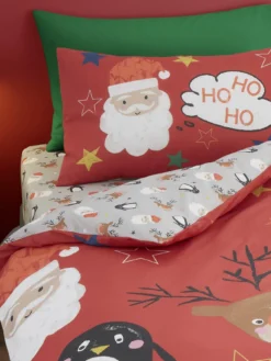 Bedlam Ho Ho Ho Single Christmas Duvet Cover Set -Rust-Oleum || d-c-fix || Harris Sales VO8KS SQ3 0000000017 RED SLd