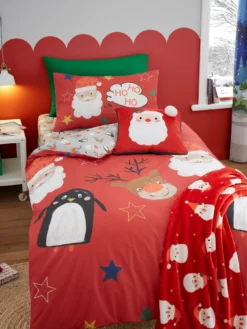 Bedlam Ho Ho Ho Single Christmas Duvet Cover Set -Rust-Oleum || d-c-fix || Harris Sales VO8KS SQ4 0000000017 RED SLd1