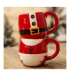 Very Home Set Of 2 Santa & Mrs Claus Stackable Mugs 11.5cm