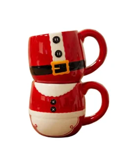 Very Home Set Of 2 Santa & Mrs Claus Stackable Mugs 11.5cm -Rust-Oleum || d-c-fix || Harris Sales VOLEG SQ5 0000000017 RED SLd3