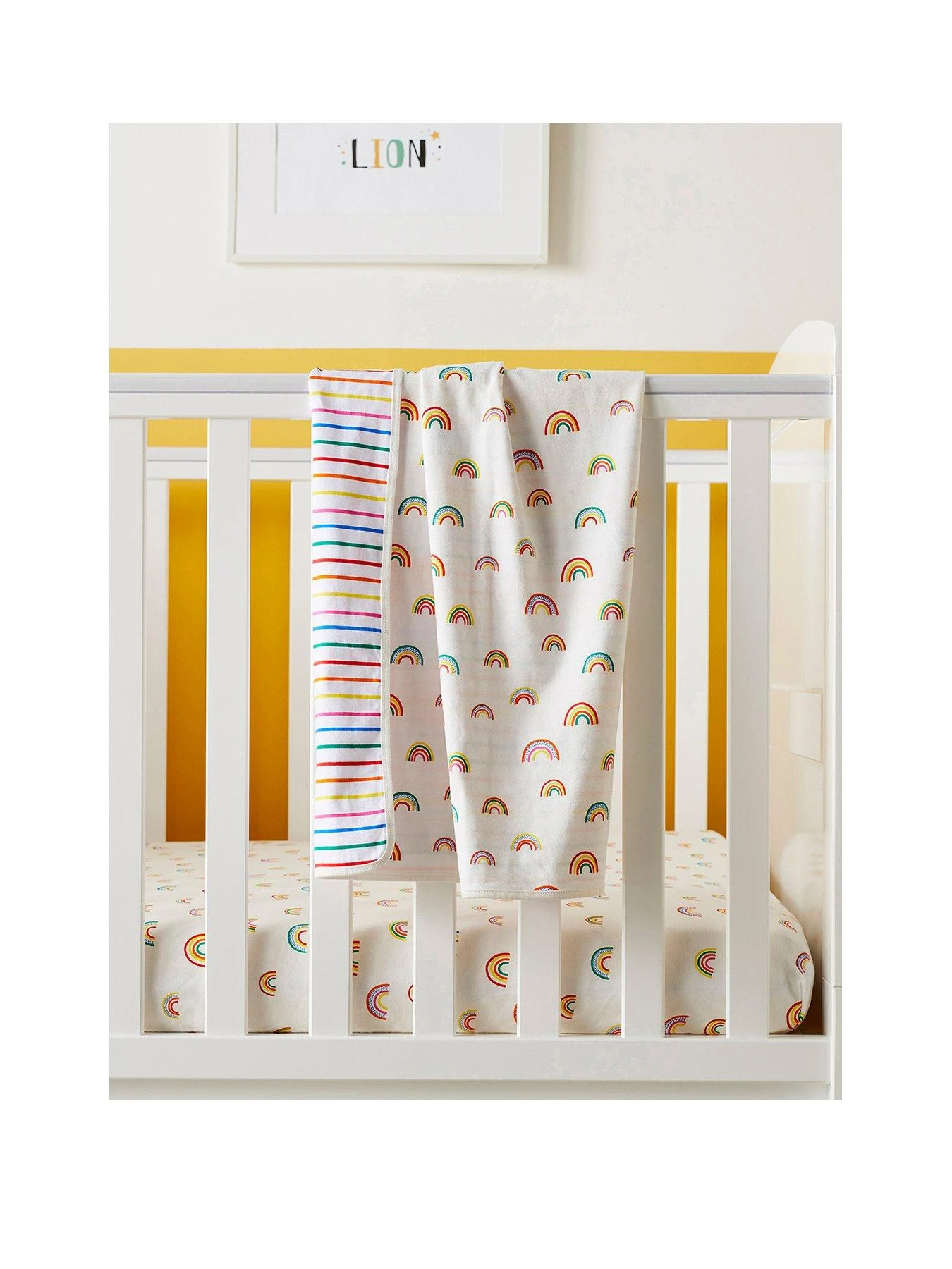 Ickle Bubba 100% Cotton Reversible Baby Blanket- Rainbow Dreams 2 Ickle Bubba 100% Cotton Reversible Baby Blanket- Rainbow Dreams - Image 2