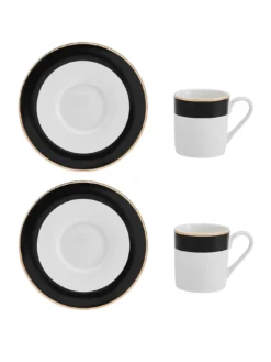 Mikasa Mk Luxe Deco Band Espresso Set 2pc